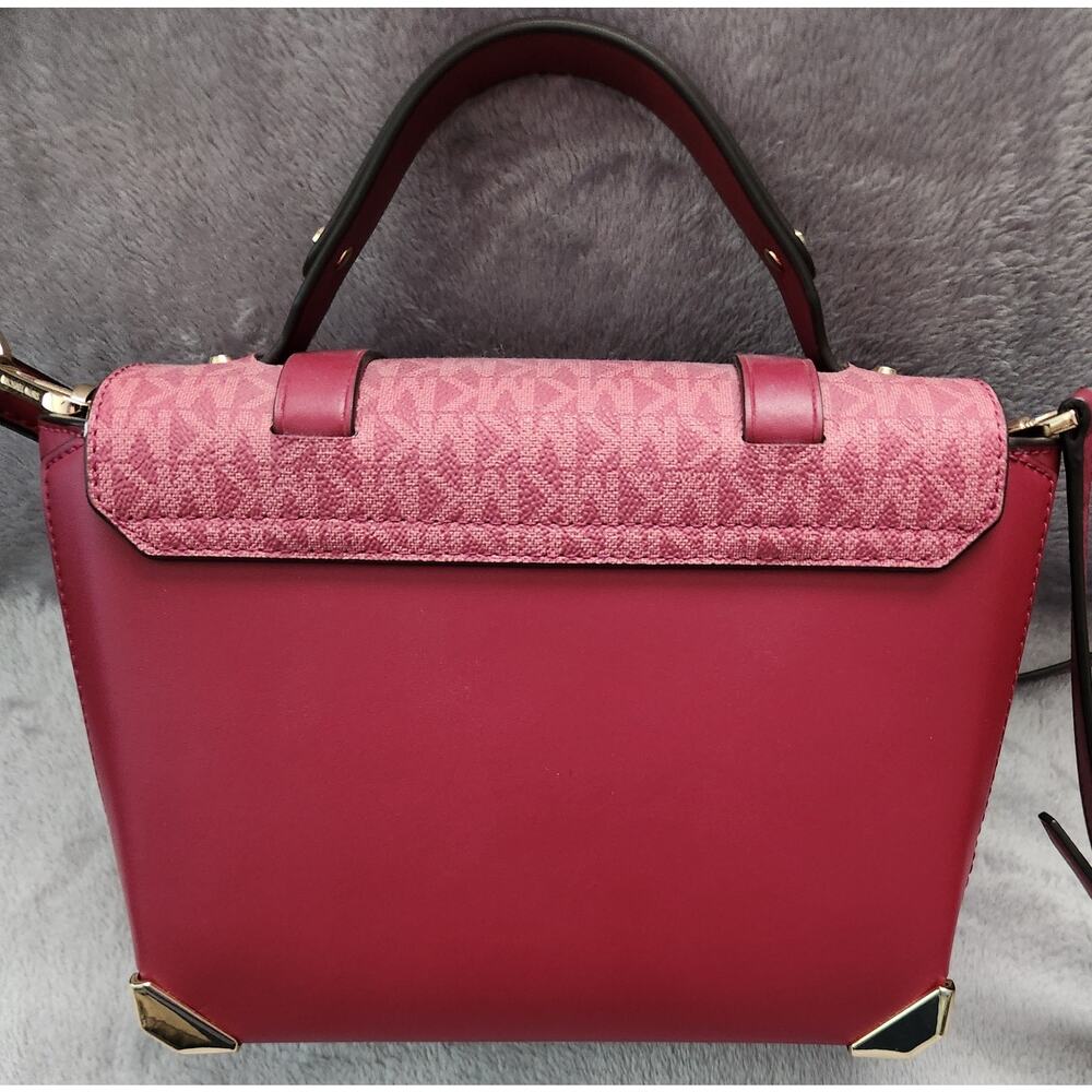 Rare Color Michael Kors Manhattan • NWT • Berry Lthr • Gold Hardware • MSRP 428 - Picture 3 of 10